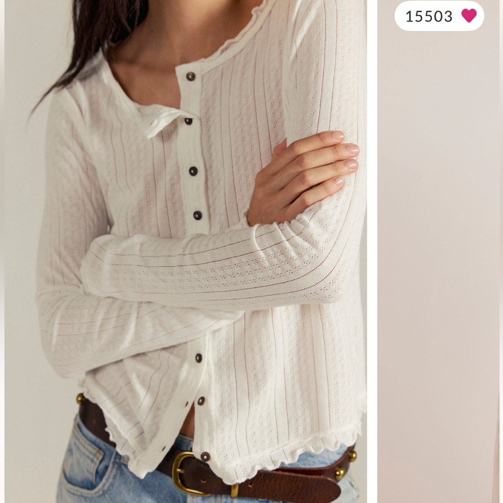 We The Free Ivory Pointelle Cardigan